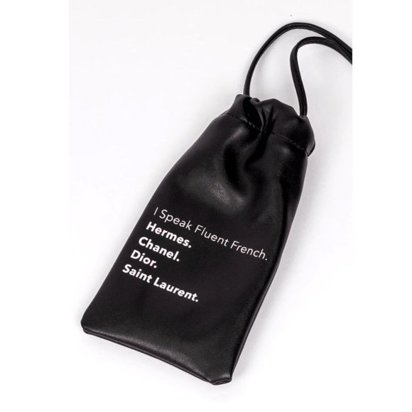LA TRADING CO I Speak Fluent French Black Phone Crossbody Bag Case NEW